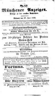 Münchener Anzeiger (Münchner neueste Nachrichten) Mittwoch 27. Juni 1860