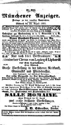 Münchener Anzeiger (Münchner neueste Nachrichten) Mittwoch 22. August 1860