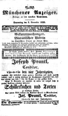 Münchener Anzeiger (Münchner neueste Nachrichten) Donnerstag 8. November 1860
