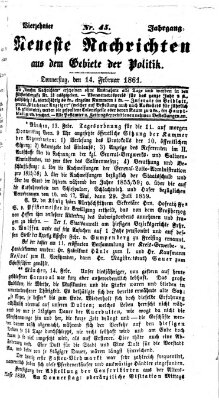 Neueste Nachrichten aus dem Gebiete der Politik (Münchner neueste Nachrichten) Donnerstag 14. Februar 1861