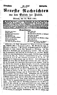 Neueste Nachrichten aus dem Gebiete der Politik (Münchner neueste Nachrichten) Mittwoch 24. April 1861
