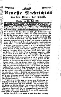 Neueste Nachrichten aus dem Gebiete der Politik (Münchner neueste Nachrichten) Dienstag 21. Mai 1861