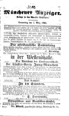 Münchener Anzeiger (Münchner neueste Nachrichten) Donnerstag 7. März 1861