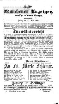 Münchener Anzeiger (Münchner neueste Nachrichten) Freitag 17. Mai 1861