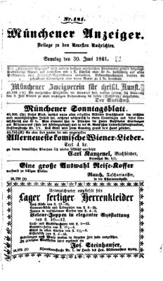 Münchener Anzeiger (Münchner neueste Nachrichten) Sonntag 30. Juni 1861