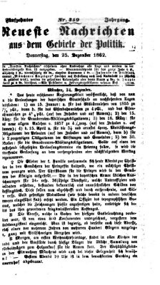 Neueste Nachrichten aus dem Gebiete der Politik (Münchner neueste Nachrichten) Donnerstag 25. Dezember 1862
