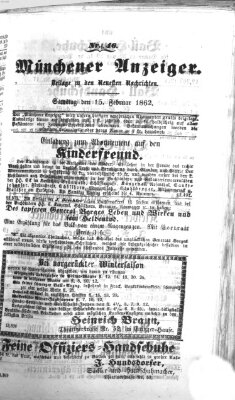 Münchener Anzeiger (Münchner neueste Nachrichten) Samstag 15. Februar 1862