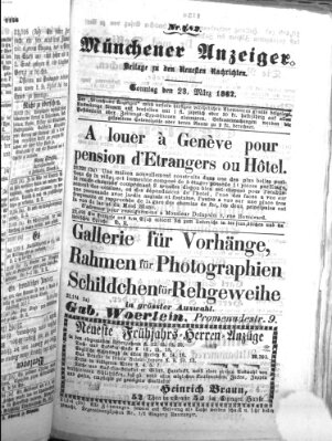 Münchener Anzeiger (Münchner neueste Nachrichten) Sonntag 23. März 1862