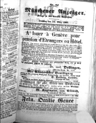 Münchener Anzeiger (Münchner neueste Nachrichten) Dienstag 25. März 1862