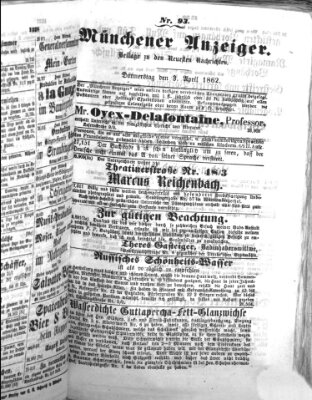 Münchener Anzeiger (Münchner neueste Nachrichten) Donnerstag 3. April 1862