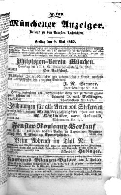 Münchener Anzeiger (Münchner neueste Nachrichten) Freitag 9. Mai 1862