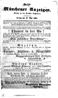 Münchener Anzeiger (Münchner neueste Nachrichten) Freitag 30. Mai 1862