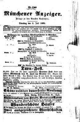 Münchener Anzeiger (Münchner neueste Nachrichten) Dienstag 8. Juli 1862