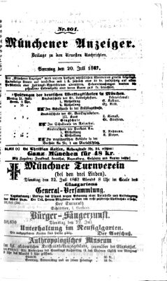 Münchener Anzeiger (Münchner neueste Nachrichten) Sonntag 20. Juli 1862
