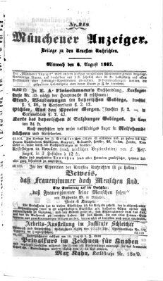 Münchener Anzeiger (Münchner neueste Nachrichten) Mittwoch 6. August 1862