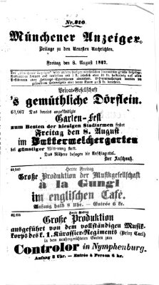 Münchener Anzeiger (Münchner neueste Nachrichten) Freitag 8. August 1862