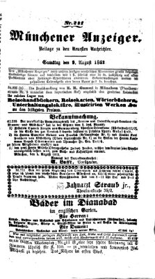 Münchener Anzeiger (Münchner neueste Nachrichten) Samstag 9. August 1862