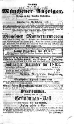 Münchener Anzeiger (Münchner neueste Nachrichten) Samstag 11. Oktober 1862