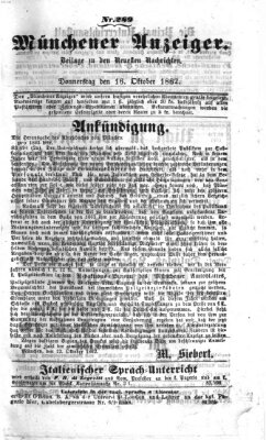 Münchener Anzeiger (Münchner neueste Nachrichten) Donnerstag 16. Oktober 1862