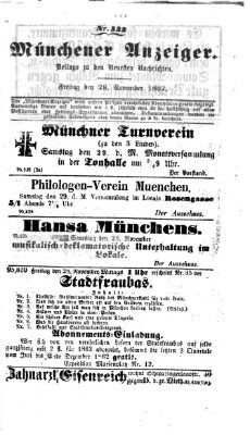 Münchener Anzeiger (Münchner neueste Nachrichten) Freitag 28. November 1862