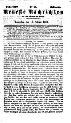 Neueste Nachrichten aus dem Gebiete der Politik (Münchner neueste Nachrichten) Donnerstag 12. Februar 1863