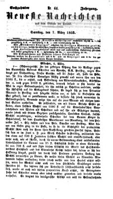 Neueste Nachrichten aus dem Gebiete der Politik (Münchner neueste Nachrichten) Samstag 7. März 1863