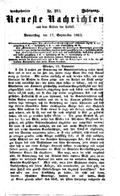 Neueste Nachrichten aus dem Gebiete der Politik (Münchner neueste Nachrichten) Donnerstag 17. September 1863