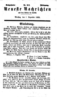 Neueste Nachrichten aus dem Gebiete der Politik (Münchner neueste Nachrichten) Dienstag 1. Dezember 1863