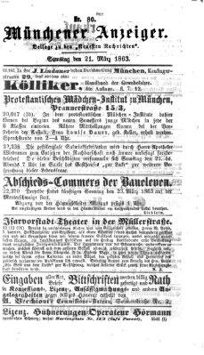 Münchener Anzeiger (Münchner neueste Nachrichten) Samstag 21. März 1863
