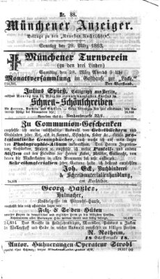 Münchener Anzeiger (Münchner neueste Nachrichten) Sonntag 29. März 1863