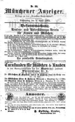 Münchener Anzeiger (Münchner neueste Nachrichten) Donnerstag 9. April 1863