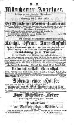 Münchener Anzeiger (Münchner neueste Nachrichten) Samstag 9. Mai 1863