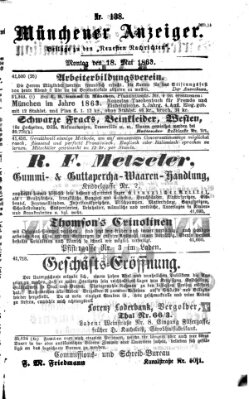 Münchener Anzeiger (Münchner neueste Nachrichten) Montag 18. Mai 1863