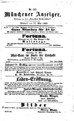 Münchener Anzeiger (Münchner neueste Nachrichten) Mittwoch 27. Mai 1863