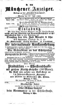 Münchener Anzeiger (Münchner neueste Nachrichten) Montag 27. Juli 1863