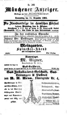 Münchener Anzeiger (Münchner neueste Nachrichten) Donnerstag 31. Dezember 1863