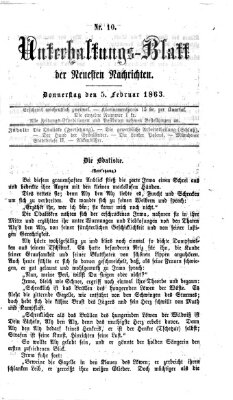 Neueste Nachrichten aus dem Gebiete der Politik (Münchner neueste Nachrichten) Donnerstag 5. Februar 1863