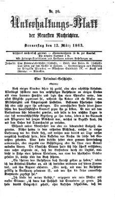 Neueste Nachrichten aus dem Gebiete der Politik (Münchner neueste Nachrichten) Donnerstag 12. März 1863