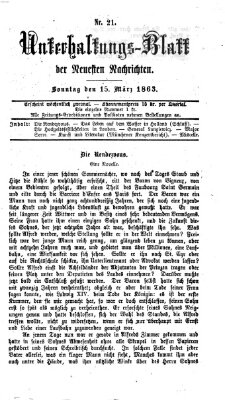 Neueste Nachrichten aus dem Gebiete der Politik (Münchner neueste Nachrichten) Sonntag 15. März 1863