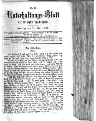 Neueste Nachrichten aus dem Gebiete der Politik (Münchner neueste Nachrichten) Sonntag 31. Mai 1863