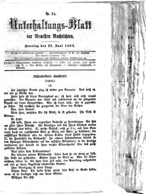 Neueste Nachrichten aus dem Gebiete der Politik (Münchner neueste Nachrichten) Sonntag 28. Juni 1863