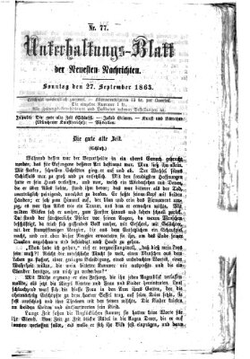 Neueste Nachrichten aus dem Gebiete der Politik (Münchner neueste Nachrichten) Sonntag 27. September 1863