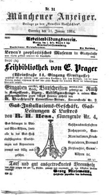 Münchener Anzeiger (Münchner neueste Nachrichten) Sonntag 31. Januar 1864