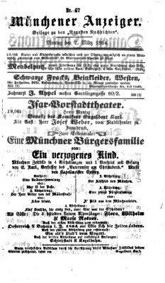 Münchener Anzeiger (Münchner neueste Nachrichten) Montag 7. März 1864