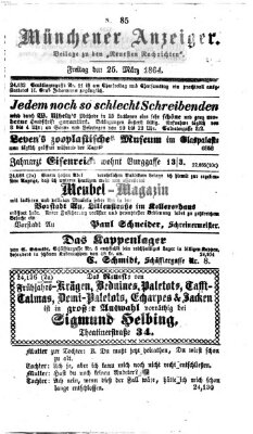 Münchener Anzeiger (Münchner neueste Nachrichten) Freitag 25. März 1864