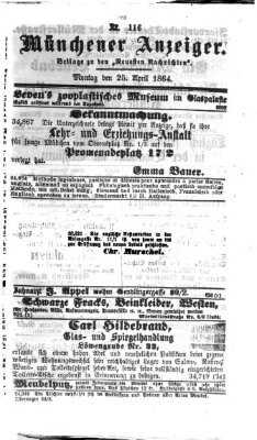 Münchener Anzeiger (Münchner neueste Nachrichten) Montag 25. April 1864
