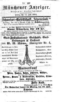 Münchener Anzeiger (Münchner neueste Nachrichten) Freitag 15. Juli 1864