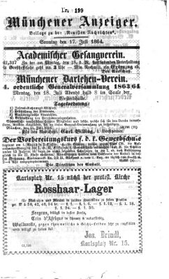 Münchener Anzeiger (Münchner neueste Nachrichten) Sonntag 17. Juli 1864
