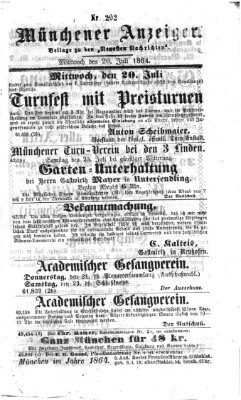 Münchener Anzeiger (Münchner neueste Nachrichten) Mittwoch 20. Juli 1864