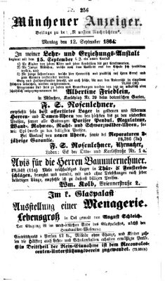 Münchener Anzeiger (Münchner neueste Nachrichten) Montag 12. September 1864